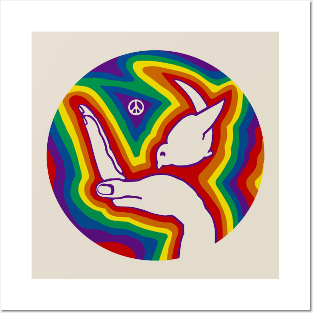 Rainbow Peace Dove Wall Art by Slightly Unhinged